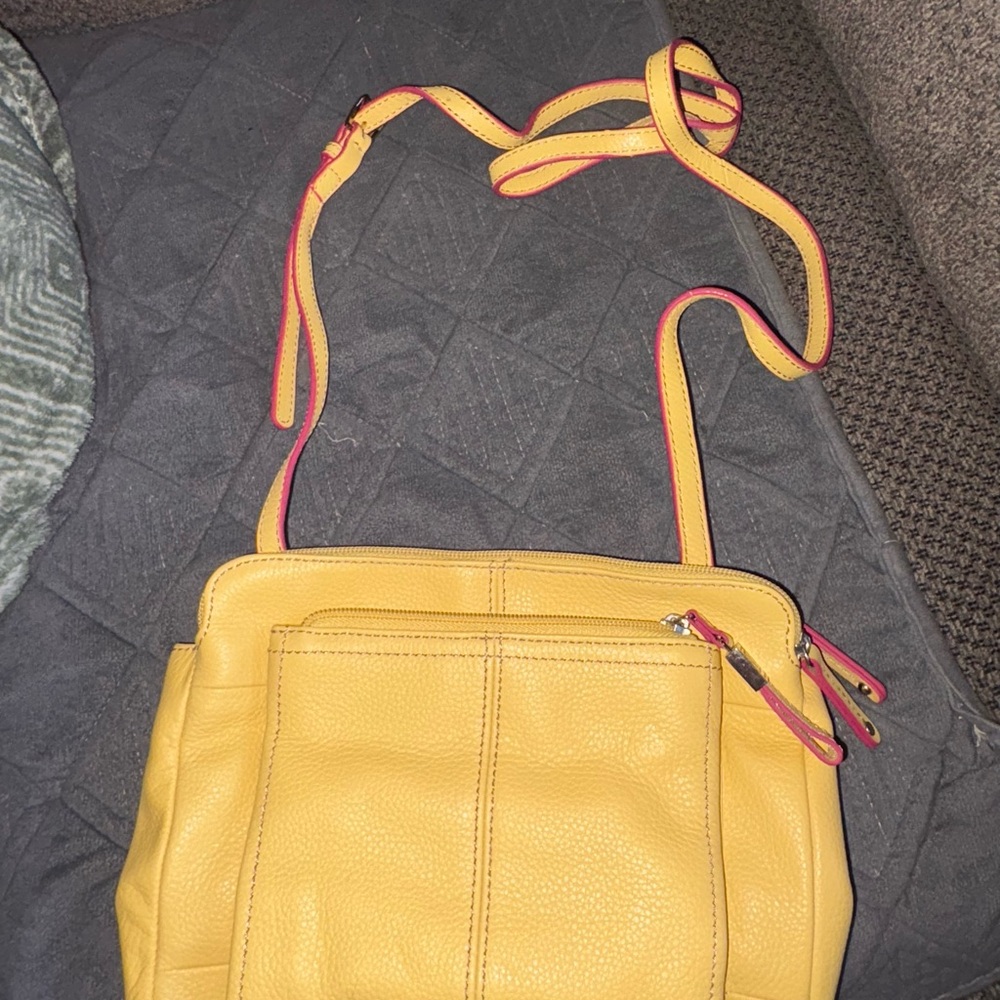 Tignanello Yellow Leather Crossbody Bag